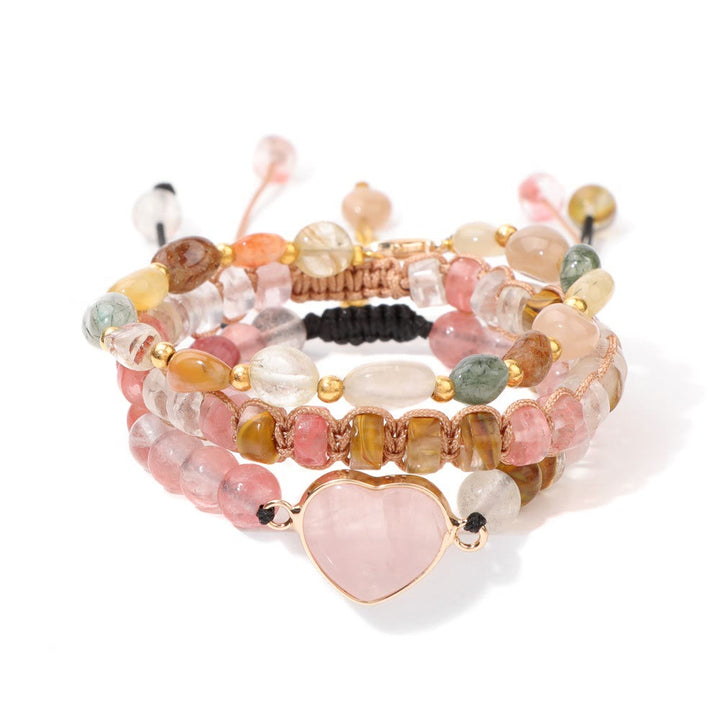 Olivenorma Handmade Rope Braided Heart Shape Pendant Bracelet - Strawberry Quartz - image 18