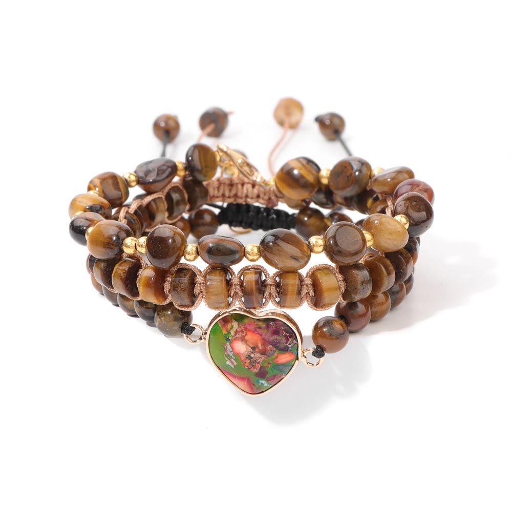 Olivenorma Handmade Rope Braided Heart Shape Pendant Bracelet - Tiger Eye - image 8