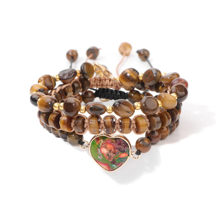 Olivenorma Handmade Rope Braided Heart Shape Pendant Bracelet - Tiger Eye - image 8