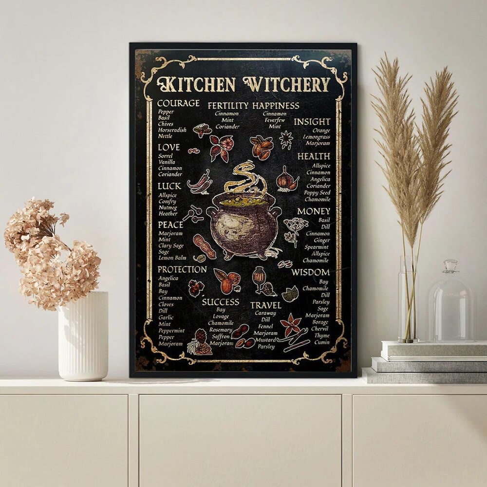 Olivenorma Witch's Kitchen Cookbook Black Metal Plate Wall Decor - image 1
