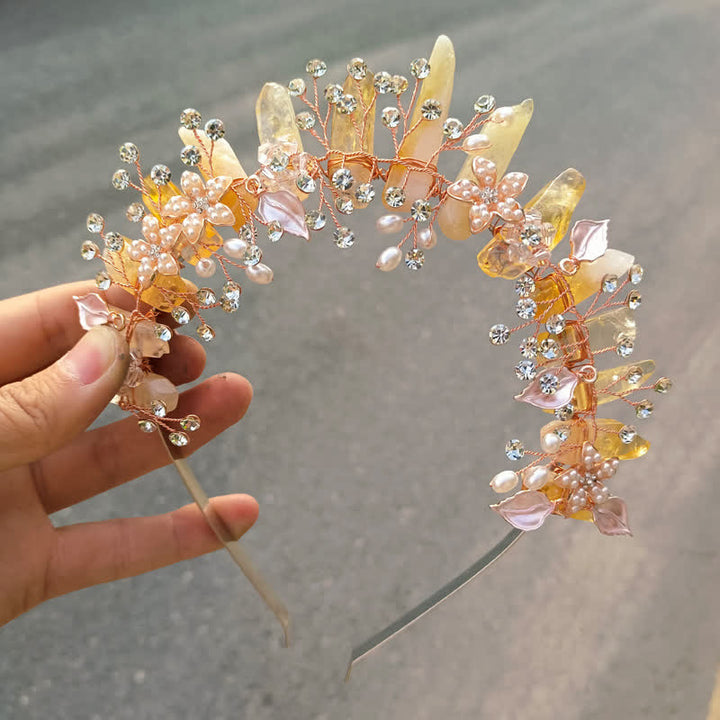 Olivenorma Luxury Natural Crystal With Pearl Crystal Crown - Citrine - image 13