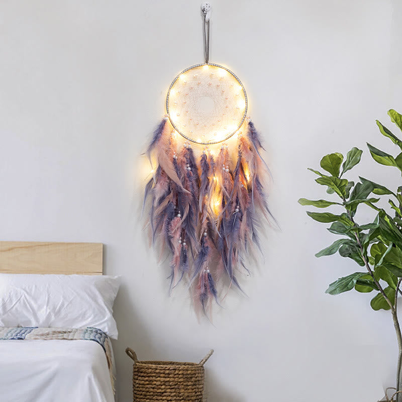 Olivenorma LED Light Up Handmade Feather Dream Catcher - image 4