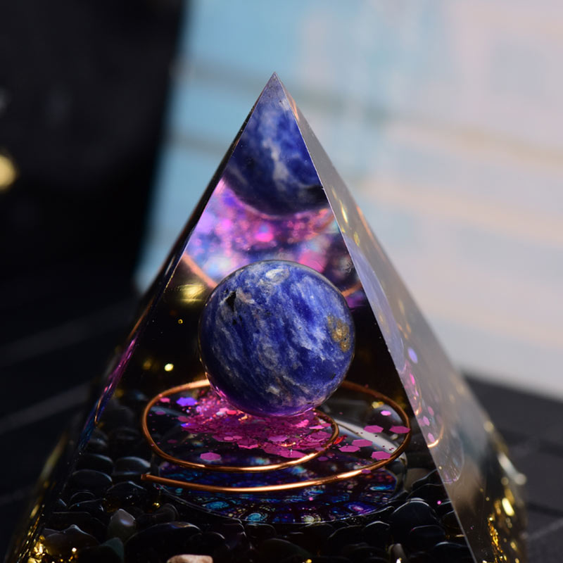 Olivenorma Lapis Lazuli Obsidian Orgone Pyramid - image 4
