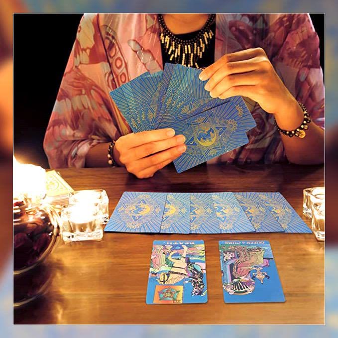 Olivenorma Green Blue Moon Gold Foil Tarot Cards - image 7
