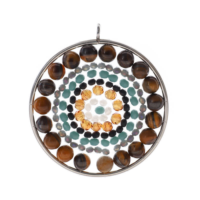 Olivenorma Datura Flower Round Pendant Crystal Necklace - Tiger Eye - image 11
