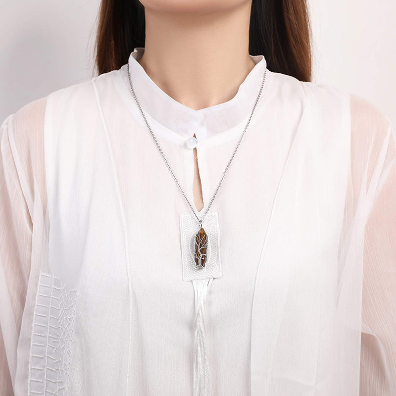 Olivenorma Crystal With Tree Of Life Gemstone Necklace - image 19