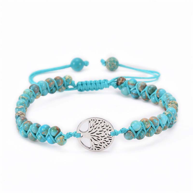 Olivenorma Tree of Life Natural Crystal Double Braided Bracelet - Amazonite - image 8