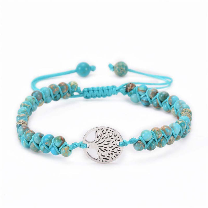 Olivenorma Tree of Life Natural Crystal Double Braided Bracelet - Amazonite - image 8
