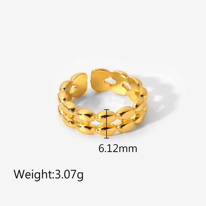 Olivenorma Gold Green Natural Malachite Open Ring Set - Double Ring - image 22