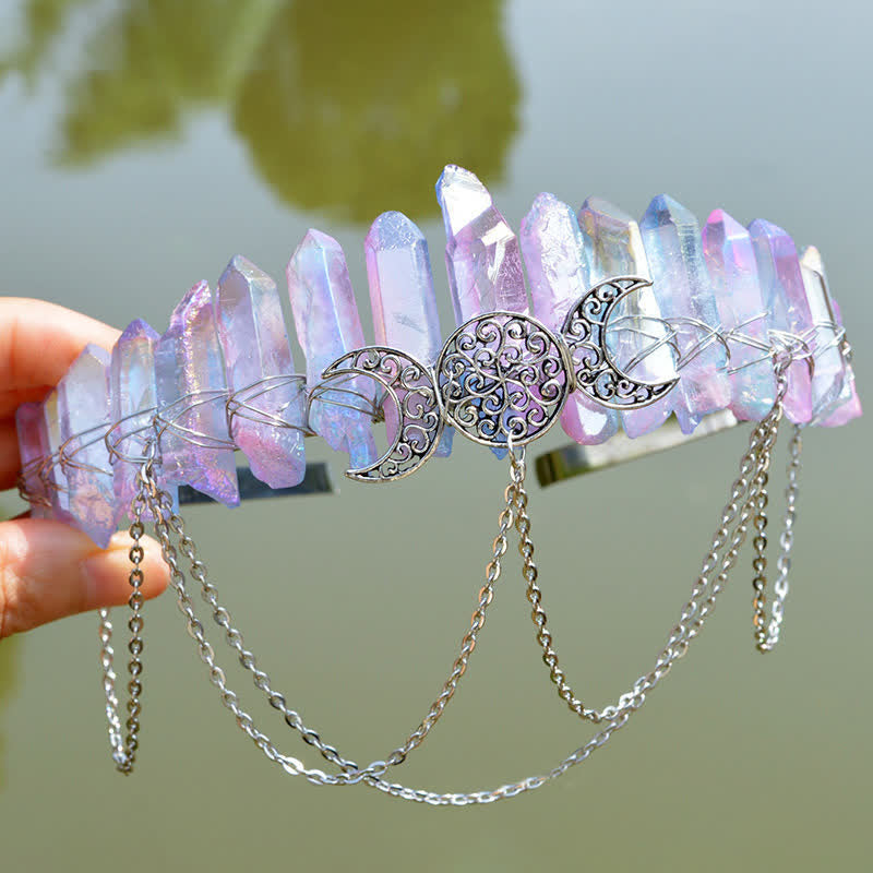 Olivenorma Cresent Moon Goddess Natural Crystal Crown - Fluorite#1 - image 48