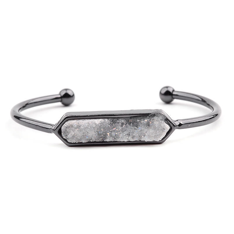 Olivenorma Natural Crystal Cluster Metal Copper Cuff Bracelet - Clear Crystal - Black - image 37