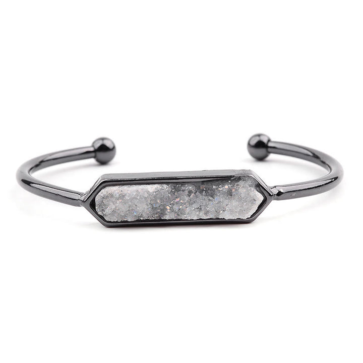 Olivenorma Natural Crystal Cluster Metal Copper Cuff Bracelet - Clear Crystal - Black - image 37