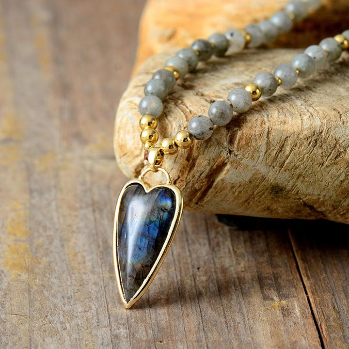 Olivenorma Labradorite Long Heart Shape Pendant Necklace - image 3