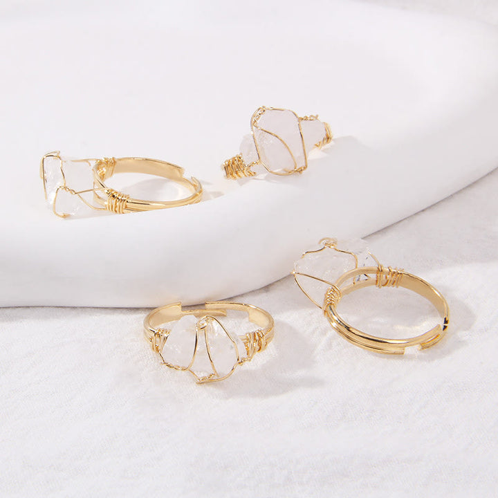 Olivenorma Natural Irregular Rough Wire Wrap Gemstone Ring - image 38