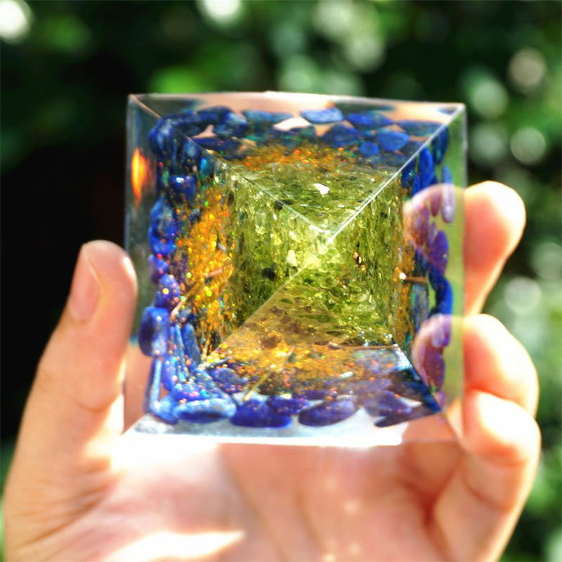 Olivenorma Tree of Life Peridot With Lapis Lazuli Orgone Pyramid - image 2