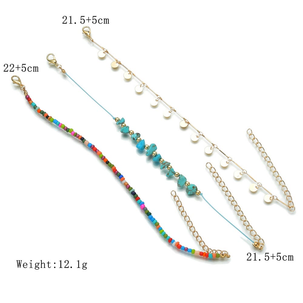 Olivenorma Turquoise Colored Beads Boho Anklet - image 7