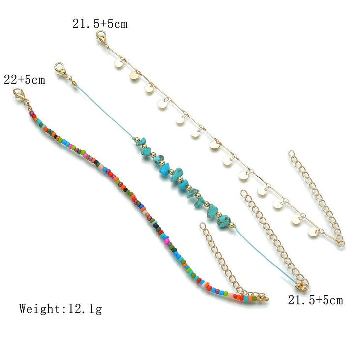 Olivenorma Turquoise Colored Beads Boho Anklet - image 7