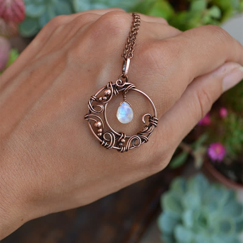 Olivenorma Bohemia Creative Moonstone Crescent Moon Necklace - image 1