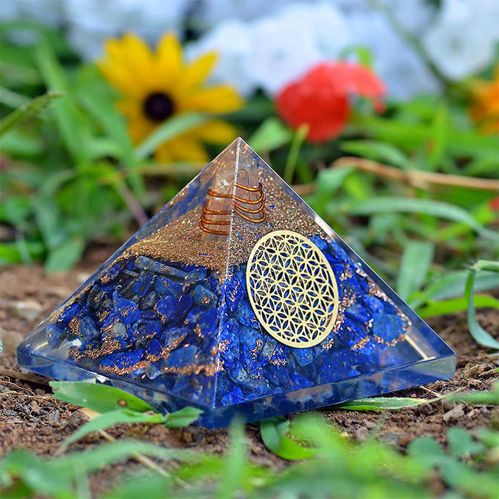 Olivenorma Lapis Lazuli Flower Of Life Orgone Pyramid - image 1