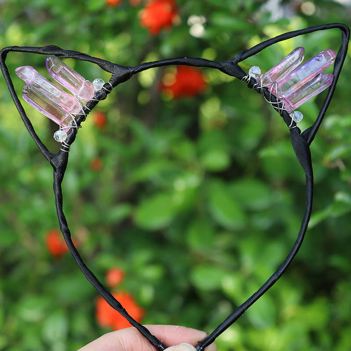 Olivenorma Electroplating Crystal Cat Ears Headband - Rose Quartz#2 - image 40