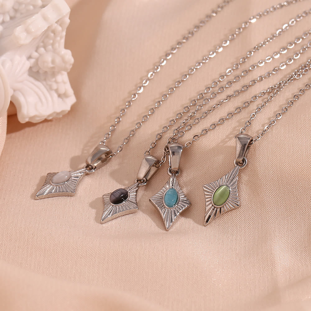 Olivenorma Cat's Eye Pendant Sweater Stainless Steel Necklace - image 25