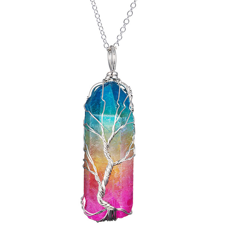 Olivenorma"Life Energy" - Tree of Life Crystal Necklace - Silver - Clear Crystal#Colors1 - image 1