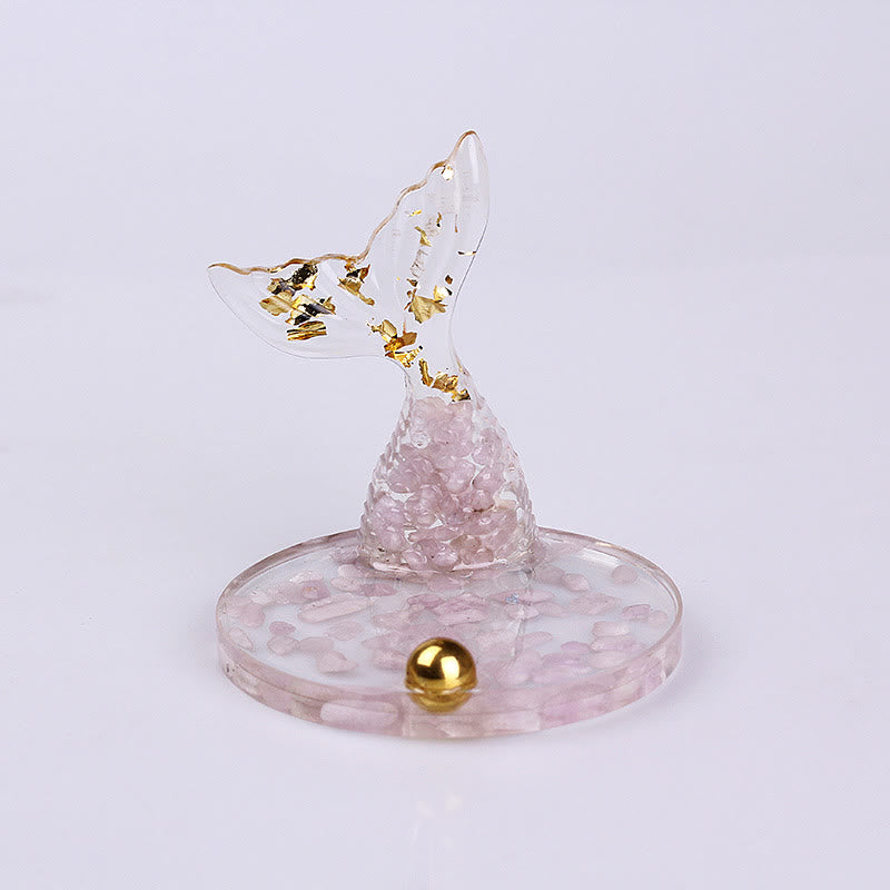 Olivenorma Crystal Gravel Glue Mermaid Tail Phone Holder Decoration - Lepidolite - image 25