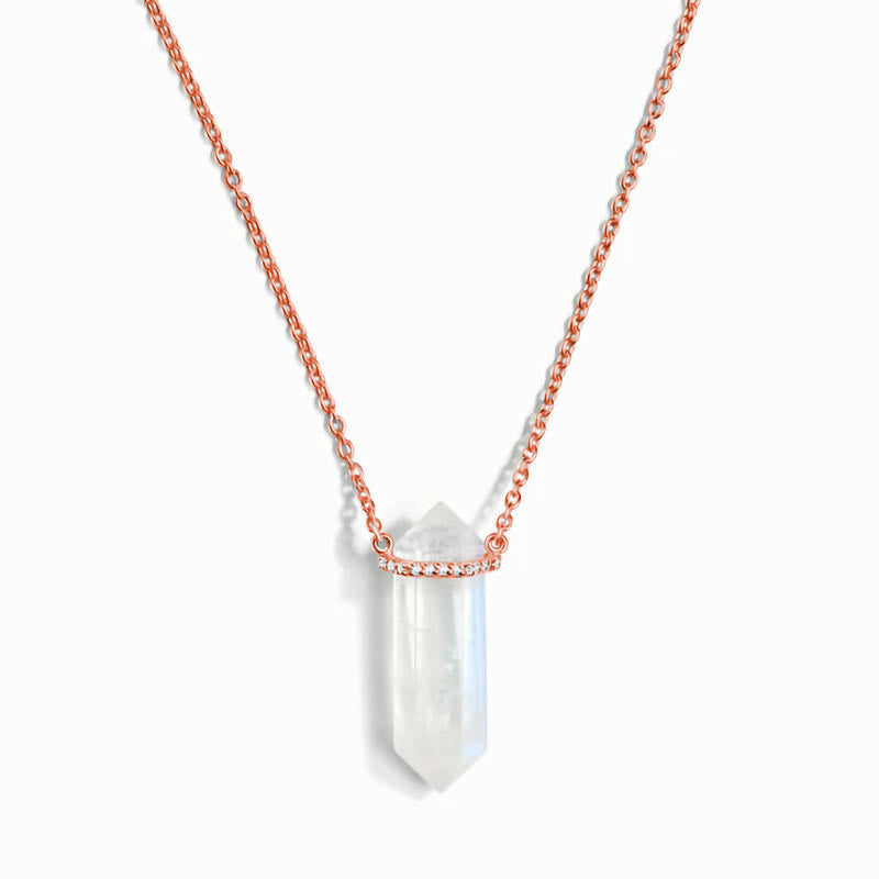 Olivenorma Hexagon Clear Quartz Silver Rose Gold Necklace - Clear Quartz - Rose Gold - image 7