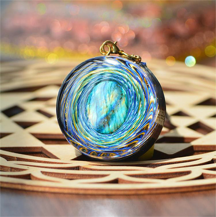 Olivenorma Sacred Siphon Space Natural Labradorite Blue Orgone Necklace - image 2