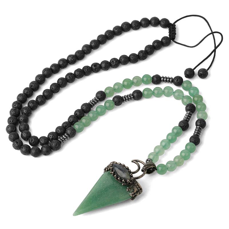 Olivenorma Natural Stone Prismatic Meditation Beaded Necklace - Green Aventurine - image 11