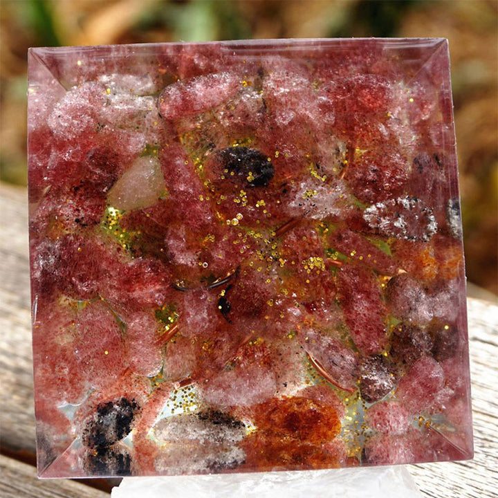 Olivenorma Tree of Life Peridot and Strawberry Quartz Orgone Pyramid - image 6