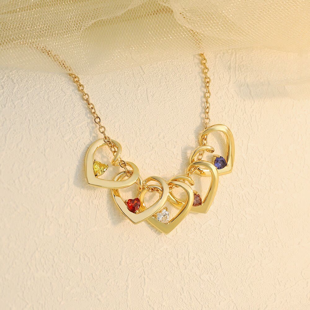 Olivenorma Mom Family Crystal Heart Birthstone Pendant Necklace - image 3