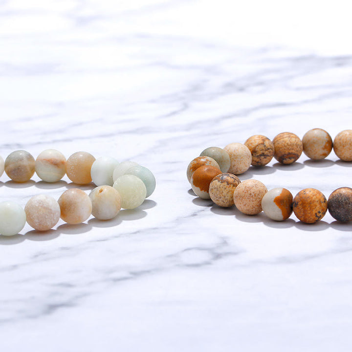 Olivenorma Natural Gemstone His Princess Her Prince 2 Piece Engraving Bracelet - image 9