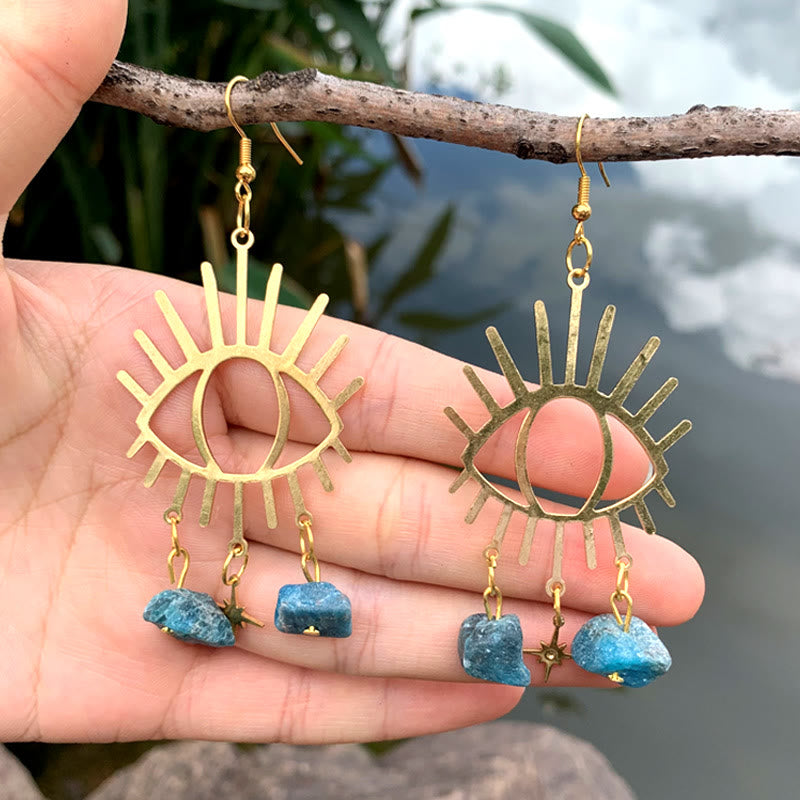 Olivenorma Evil Eye Tears Star Pendant Crystal Earrings - Blue Apatite - image 6