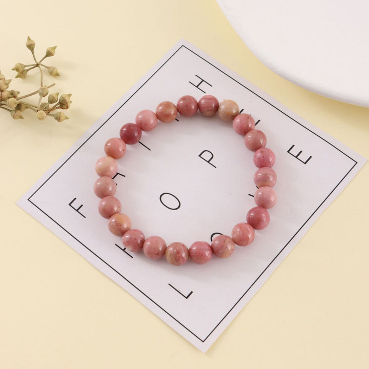 Olivenorma Rhodochrosite Pink Zebra Stone 8mm Handmade Beaded Bracelet - Rhodochrosite - image 1