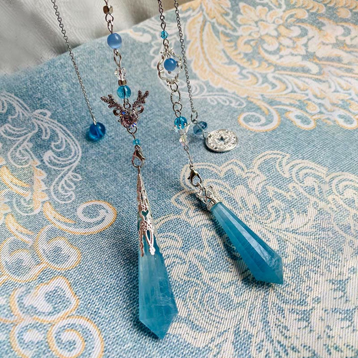 Olivenorma Aquamarine Antlers Crown Silver Chain Pendulum - image 0