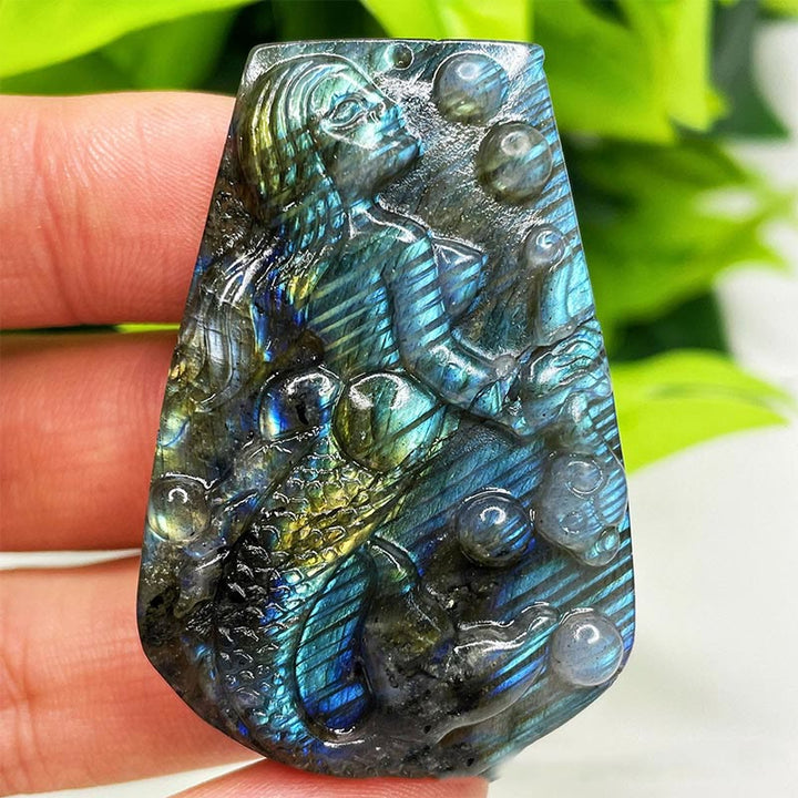 Olivenorma Natural Labradorite Moon Face Ornaments Gemstone Decoration - Mermaid #Labradorite - image 28