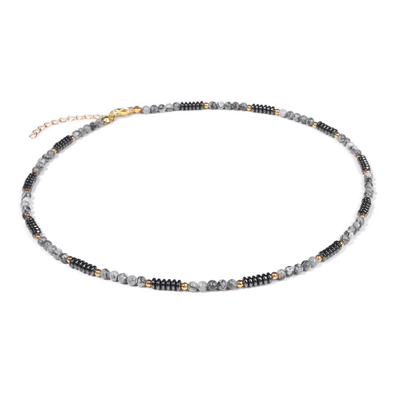 Olivenorma Gemstone & Hematite Necklace - Grey Jasper&Hematite - image 13