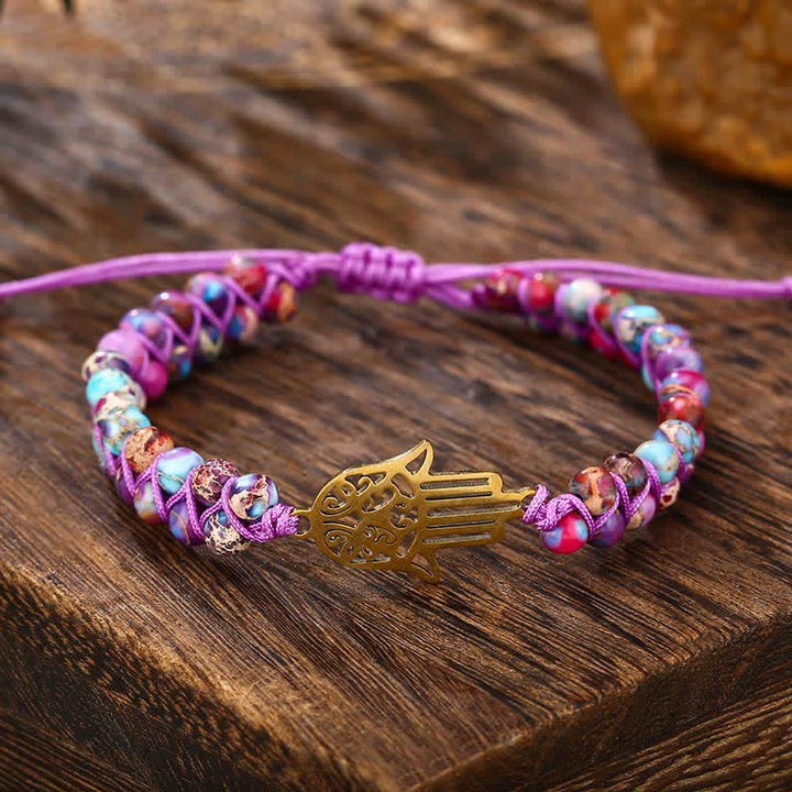 The Spiritual Awareness Purple Emperor Stone Hamsa Bracelet - Purple Emperor Stone - image 0