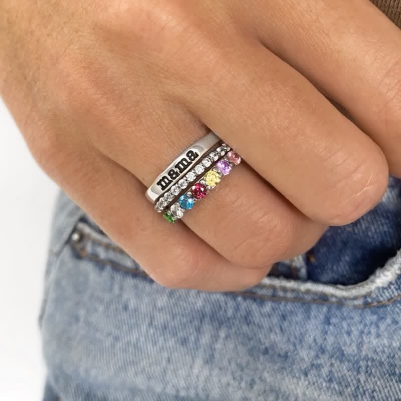 Olivenorma Custom Gift Birthstone With Zircon 3 - Piece Ring Set - image 11