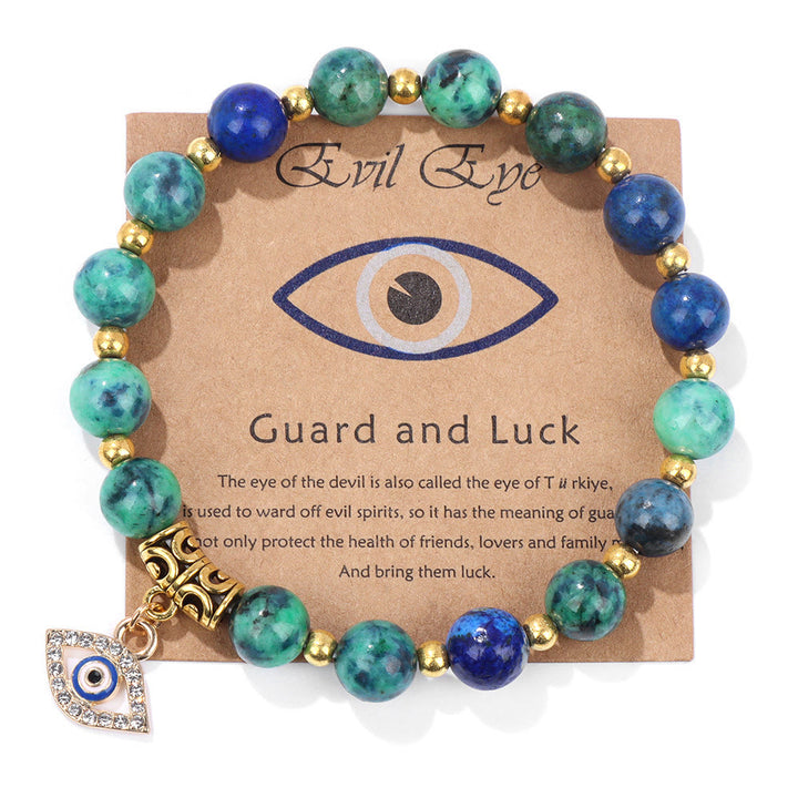 Olivenorma Natural Stone Bead Evil Eye Pendant Bracelet - Evil Eye&Phoenix Lapis Lazuli - image 8