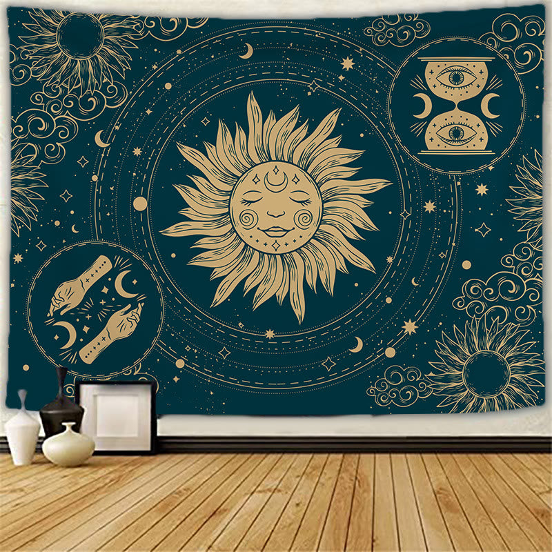 Olivenorma Sun Moon Tattoo Cat Meditation Wall Hanging Tapestry - Sun & Evil Eye - Brushed fabric - 78.74"*59.05"(200*150cm) - image 8