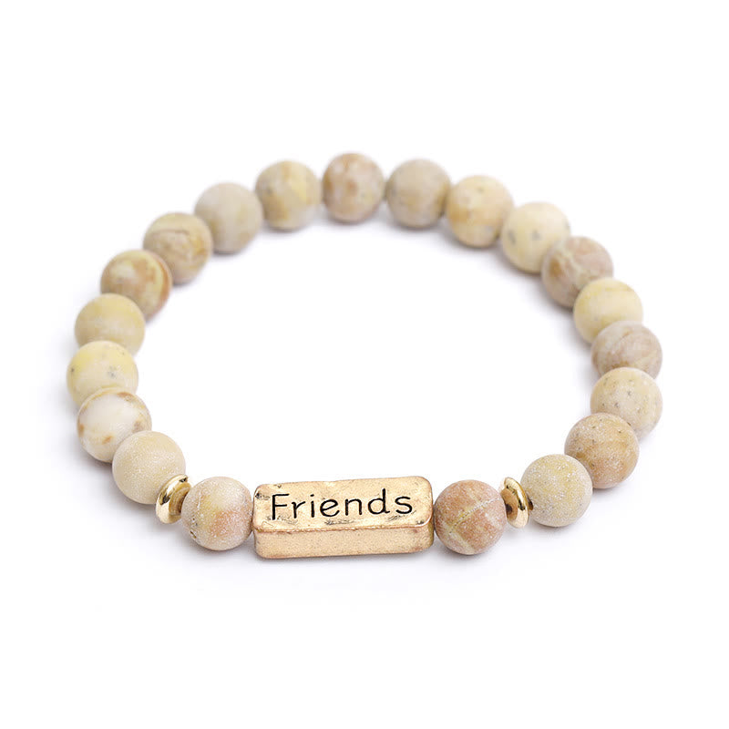 Olivenorma Natural Gemstone Friends Engraving Bracelet - Agalmatolite - image 1