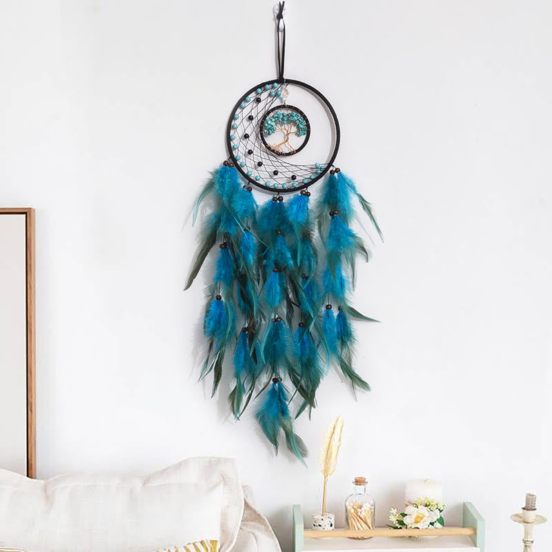 Olivenorma LED Turquoise Tree Of Life Feather Dream Catcher - Without Lights - image 7