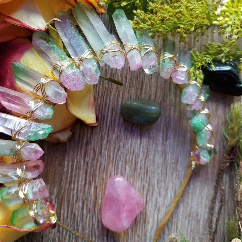 Olivenorma Natural Crystal Rainbow Crown Headband Bridal Headpiece - image 1