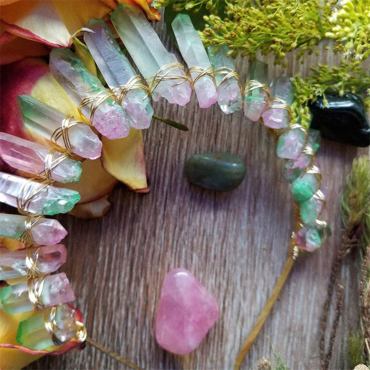 Olivenorma Natural Crystal Rainbow Crown Headband Bridal Headpiece - image 1