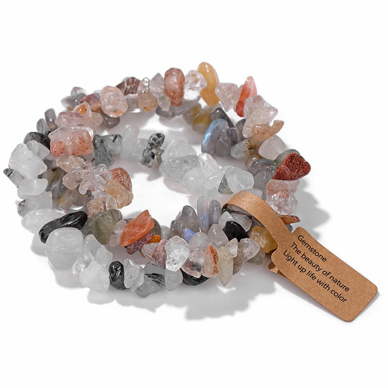Olivenorma Natural Irregular Crystal Gravel Three Layer Bracelet - Clear Crystal - image 60
