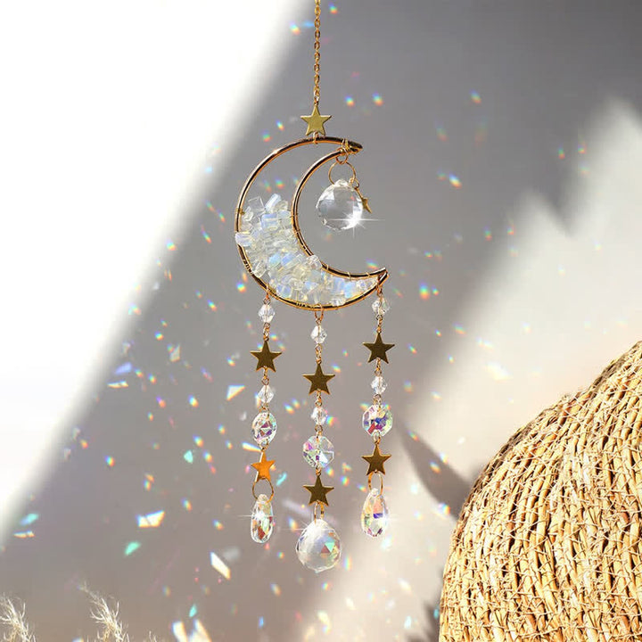 Olivenorma Moon Crystal Hourglass Wind Chime Suncatcher - Opal - image 13