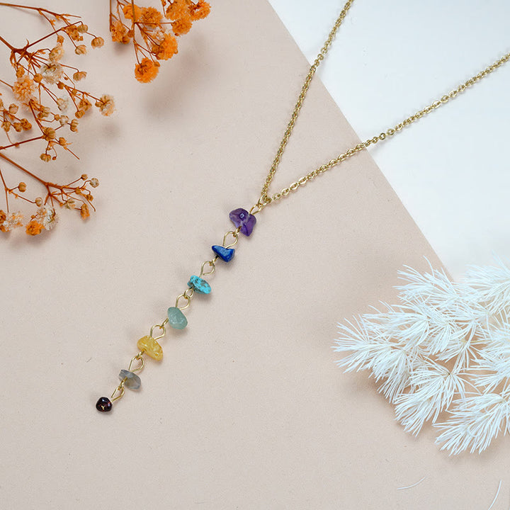 Olivenorma Natural Stone Chakra Tassel Pendant Necklace - image 2