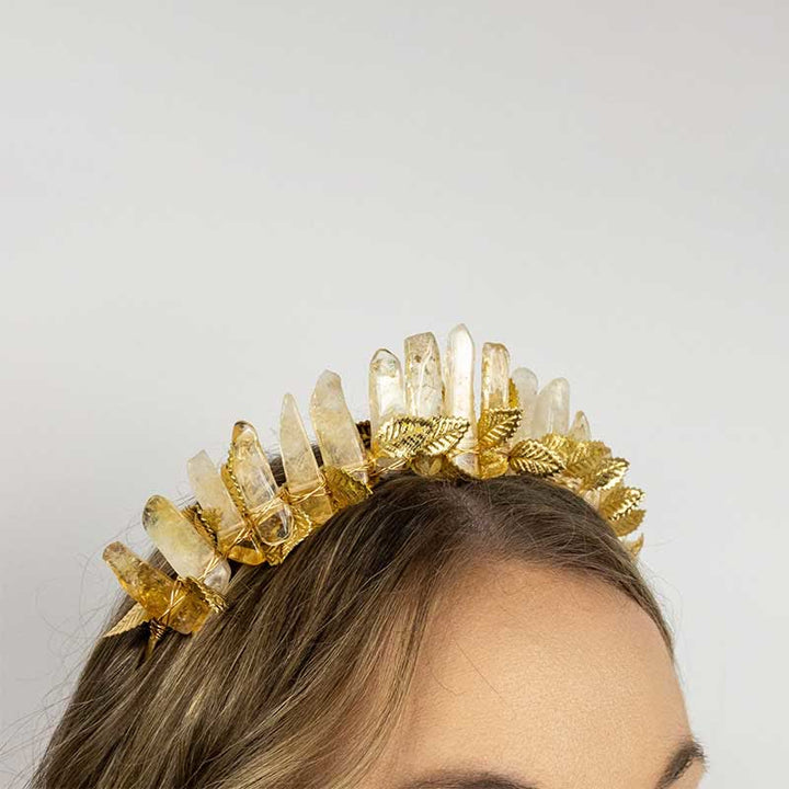 Olivenorma Citrine Gold Bridal Headband Crystal Crown - image 5